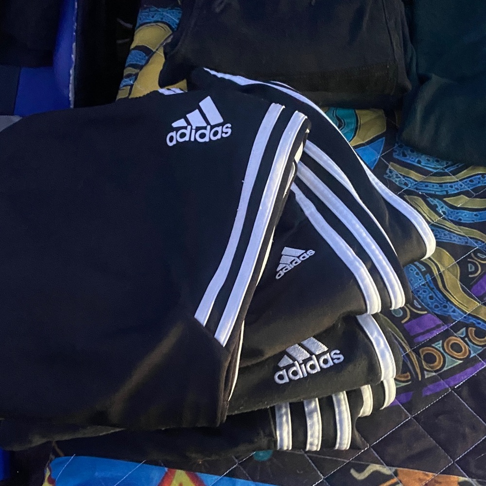 Adidas Black Joggers with White Accents